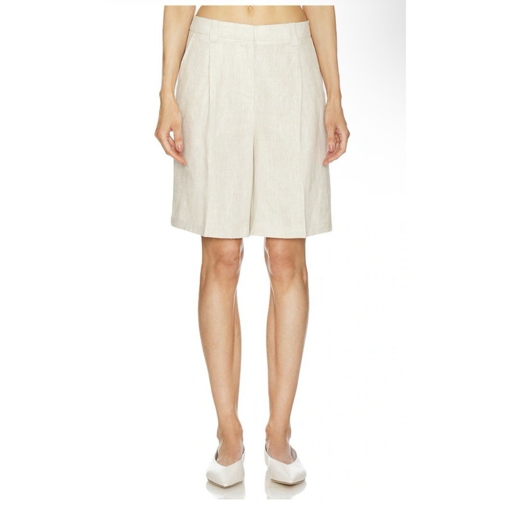 LPA Women Size Small Seina Flat Front Bermuda Shorts Natural Linen
